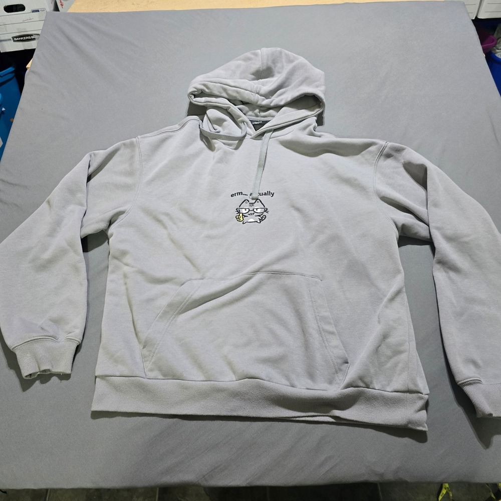 House Hoodie Mens US XL Erm Actually Nerd Cat  Pullover Sweatshirt